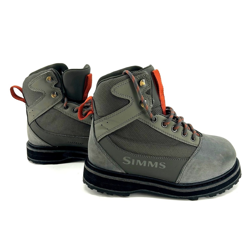 Simms Wading Boots Fly Fishing Studded Sole Grey Orange 45380-00 Mens 4 Womens 6 - Picture 4 of 7